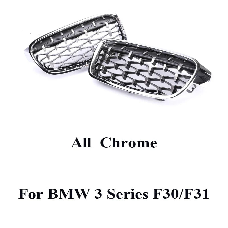 Kidney Front Racing Grille Chrome Black Silver Points Diamond Style Grill For BMW 3 Series F30 F31 2012-2019 320i 328i 330i 340i