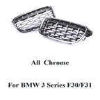Kidney Front Racing Grille Chrome Black Silver Points Diamond Style Grill For BMW 3 Series F30 F31 2012-2019 320i 328i 330i 340i