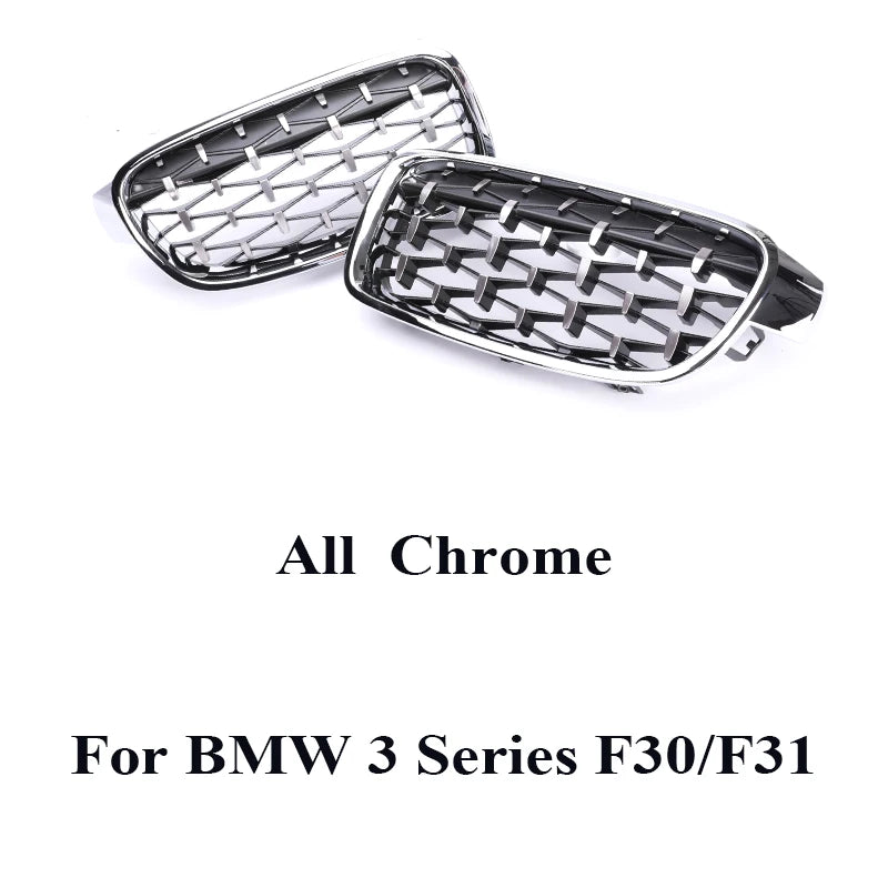 Kidney Front Racing Grille Chrome Black Silver Points Diamond Style Grill For BMW 3 Series F30 F31 2012-2019 320i 328i 330i 340i