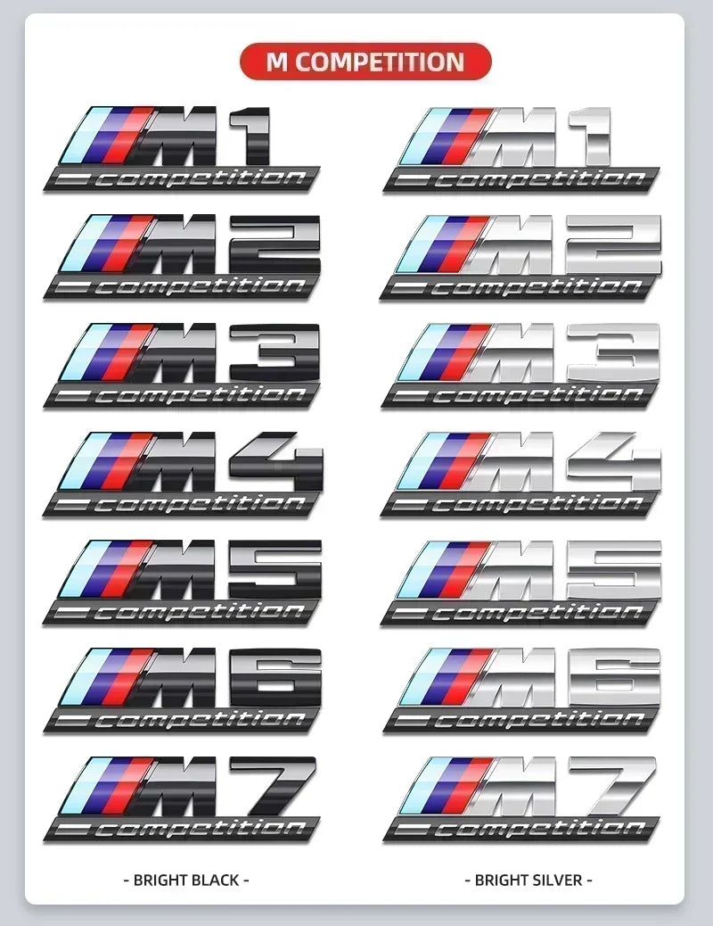 3D ABS Chrome Emblem Letters logo Car Trunk Badge Sticke for BMW M power Thunder Edition competition M1 M2 M3 M5 M7 X3M X5M X7M