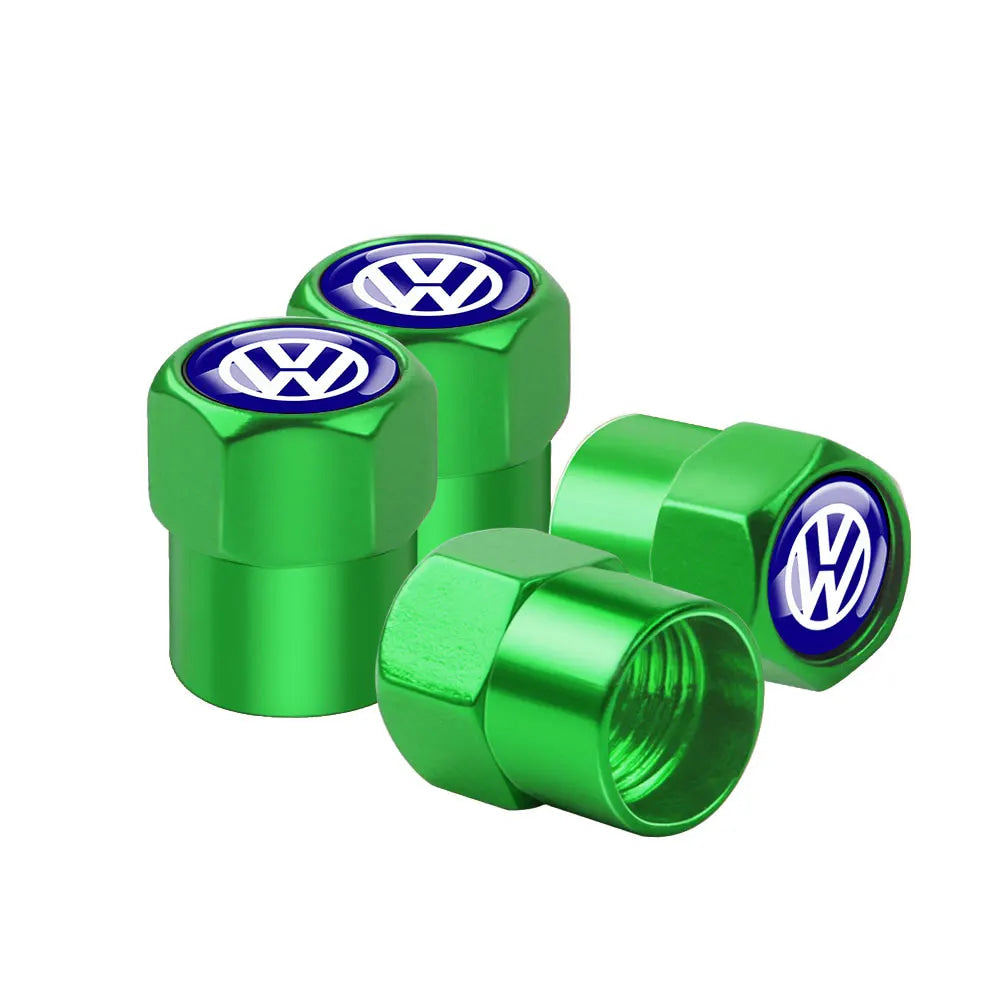 4Pcs Car Wheel Tires  Valve Caps Auto Exterior Accessories For Volkswagen GTI Golf Polo Passat RLine Magotan Jetta Bora Beetle R
