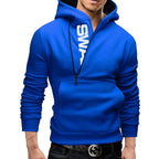 Men's Hoodies Long Sleeve Sweatshirts for Men Zipper Hooded Pullover High Neck Mens Sweatshirt Top Jacket Coat Black Sweater