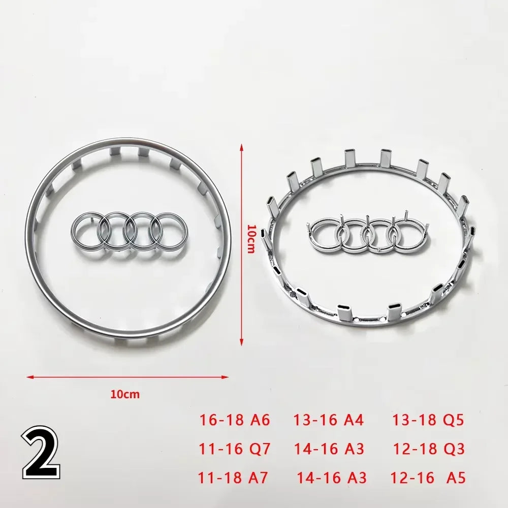 Automobile Steering Wheel Logo Bright Frame Strip Electroplated Car Logo Sticker For Audi A3 A4 B8 8P B9 8V A5 A6 C7 A7 Q3 Q5 Q7