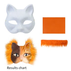 Conjunto de máscara Therian, máscara en blanco, media cara, Animal dibujado a mano, máscara de gato y zorro, grafiti hecho a mano, media máscara facial, regalos de fiesta de Navidad