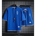 Fashionable casual men's sports suit short-sleeved T-shirt and outdoor summer sports shorts two-piece set daily casual