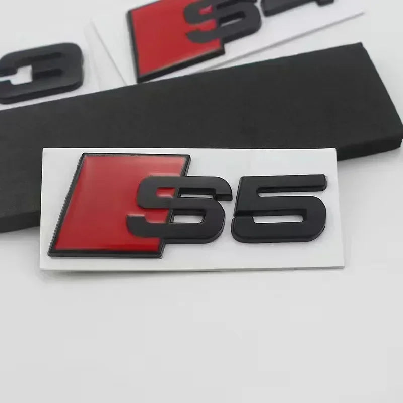 For AUDI S5 2010-2019 4Ring logo ABS Black Car Hood Front Grill Emblem Rear Trunk Badge Sticker S5 Audi Sport Sticker