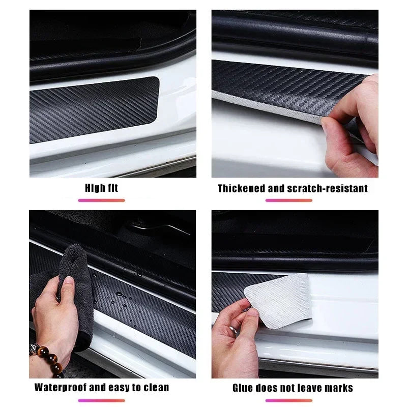 Carbon Fiber Car Door Threshold Tape Sill Protective Stickers Decal for Jeep CHEROKEE Logo Rear Trunk Bumper Scratch Guard Trim