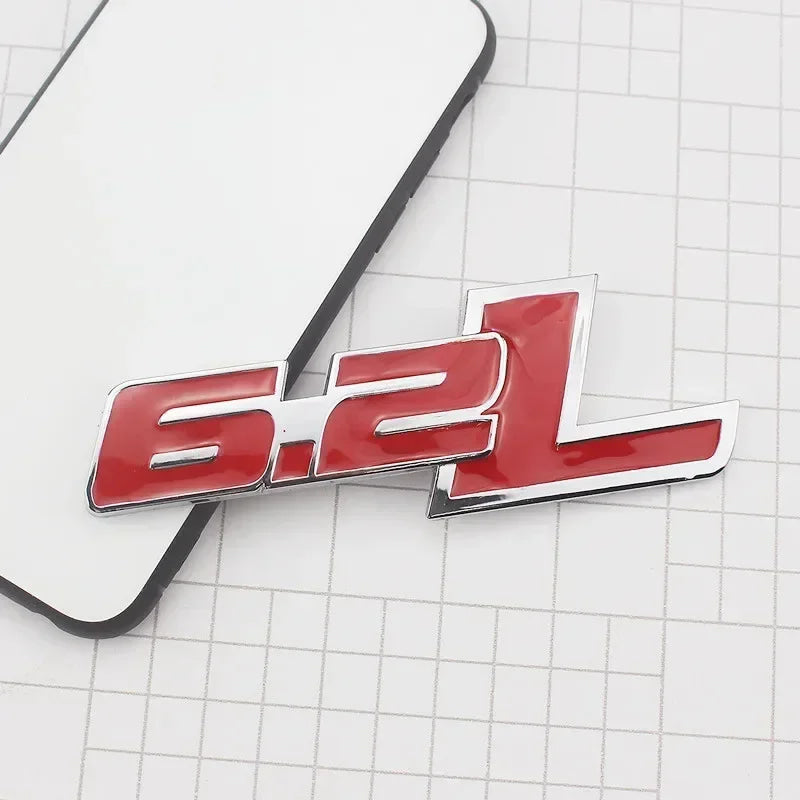 3D Metal 6.2L Logo Car Rear Boot Trunk Emblem Badge Sticker For Ford Raptor F150 Hummer H2 Chevrolet C7 Camaro Dodge Challenger