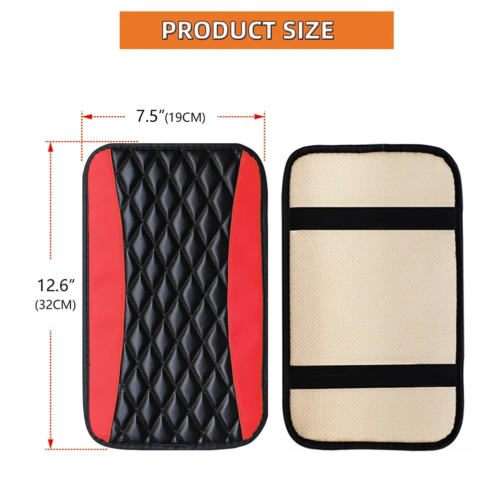 Checkered PU Leather Car Armrest Pad Embroidered Center Console Interior Accessory for All Seasons  WOMEN