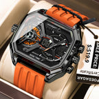 POEDAGAR Top Luxury Men Clock LED Calendar Week Luminous Man Wristwatch Electronic Rectangle Silicone Strap Quartz Men's Watches
