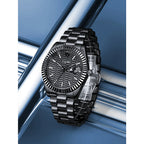 TOMI New Men's Watch Brooch Ring Gift Box Set Luxury Business Stainless Steel Strap Men's Calendar Casual Quartz Watch Reloj