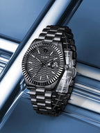 TOMI New Men's Watch Brooch Ring Gift Box Set Luxury Business Stainless Steel Strap Men's Calendar Casual Quartz Watch Reloj