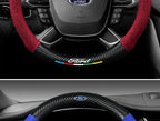 For Ford Mondeo Focus Raptor Puma Edge Explorer Ecosport Ranger F150 Kuga Car Suede Carbon fiber Anti-slip Steering Wheel Cover