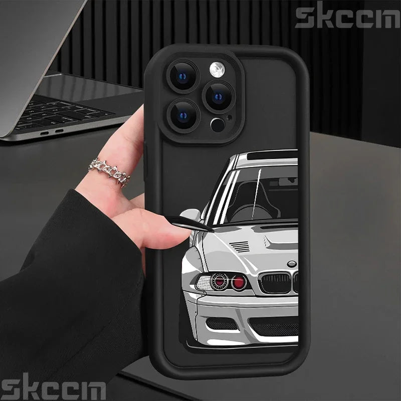 Fashions Car Pattern Silicone Phone Case For iPhone 17 16 Pro Max 15 14 11 12 13 7 8 16 Plus XS X XR Matte Shockproof Soft Cover