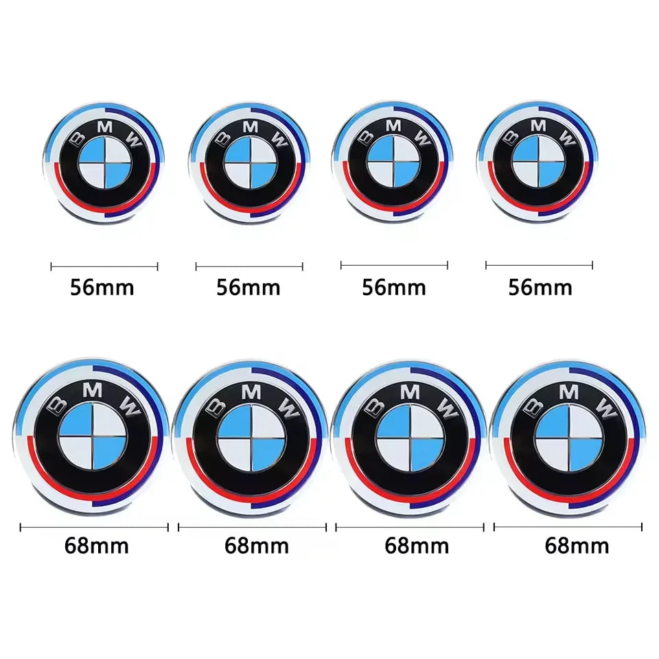 4Pcs 56/68mm Wheel Center Caps Emblem Badge For BMW 50th Anniversary E90 E60 F10 F20 G20 G30 E53 E85 E70 E84 F48 1/3/5/7 Series