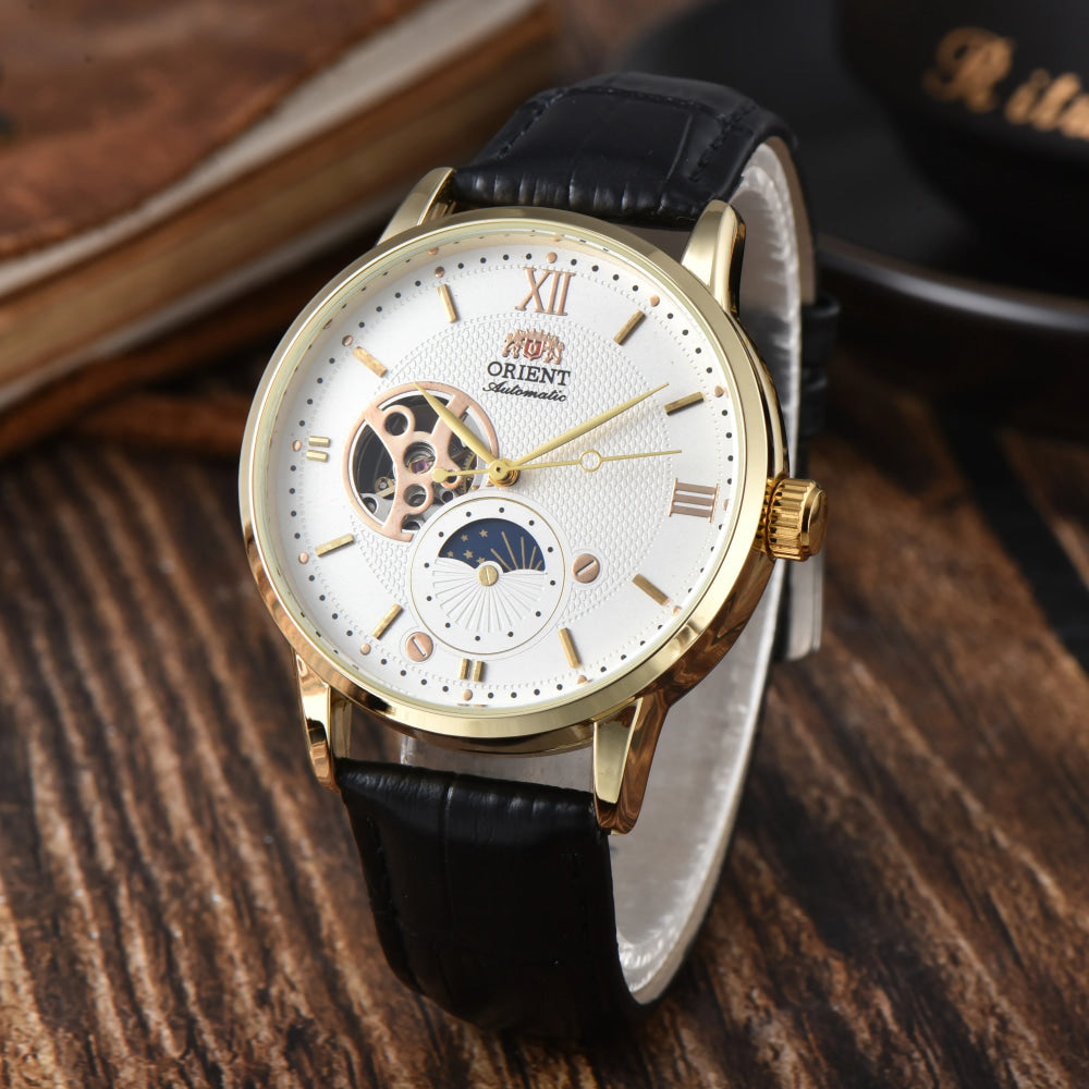 Mechanical Unisex Automatic World Time Full Function Leather Strap Water Resistant Shockproof Star Orient Series