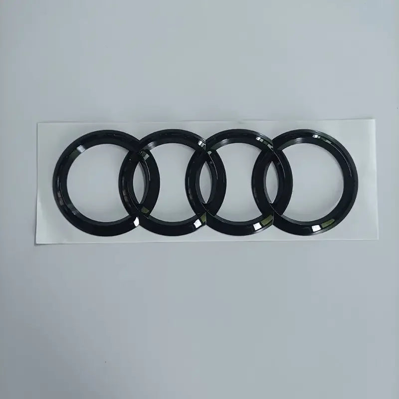 ABS 4-Ring Bright Black Car Hood Front Grill Emblem Rear Trunk Badge V6T Sticker Modified Accessories for Audi S4 2020-2024
