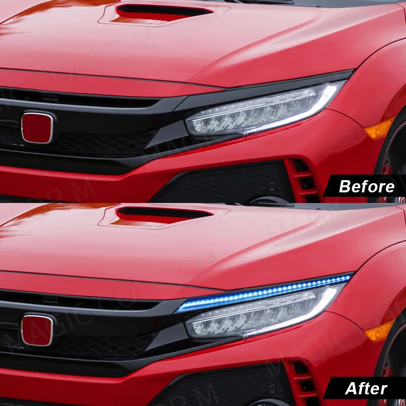DRL For Honda Civic 2016 2017 2018 2019 2020 LED Headlight Eyebrow Daytime Running Light Dynamic Turn Signal Lamps 3 Colors 12V