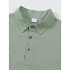 Men's Linen Blend Short Sleeve Polo Shirt Button Placket Chest Patch Breathable Casual Golf Business Work Daily Tops for Men