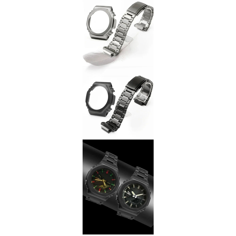 Modification Kit Titanium Case Strap for Ga-b2100 Ga 2100 Ga2110 Casioak Watchband Accessory Refit Bezel Frame No Etching Screws