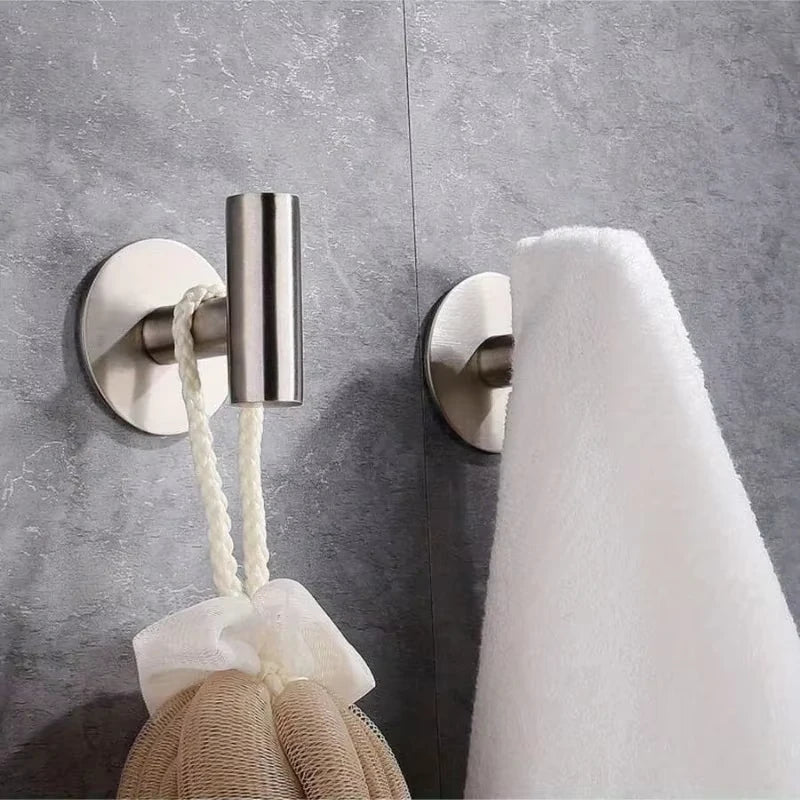 1 Uds., gancho autoadhesivo sin perforaciones, gancho de baño de acero inoxidable, accesorios de baño, organizador de cocina