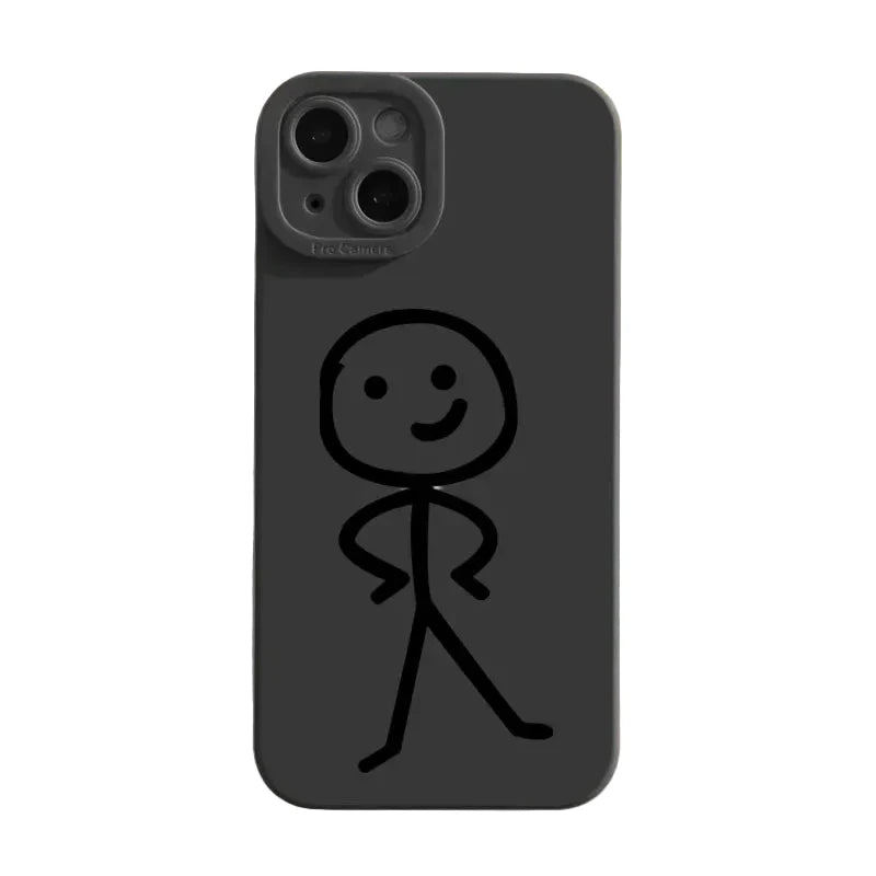 Cartoon Matchman Phone Case For iPhone 11 12 13 14 15 Pro Max XR XS X 7 8 Plus SE 2020 Shockproof Matte Soft TPU Silicone Cover