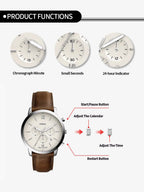 Fossil FS5380 Men's Watch Neutra Chronograph Quartz Leather Strap Vintage Casual Business Wristwatch for Men
