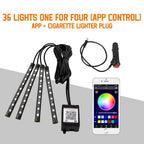 Neón 36 48 72 LED luz ambiental para pies Interior de coche Control remoto inalámbrico por aplicación de música lámpara decorativa de ambiente RGB automática