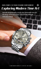 POEDAGAR Luxury Men Wristwatch Hollow Tourbillon Luminous Date Week Man Clock Automatic Mechanical Stainless Steel Men's Watches