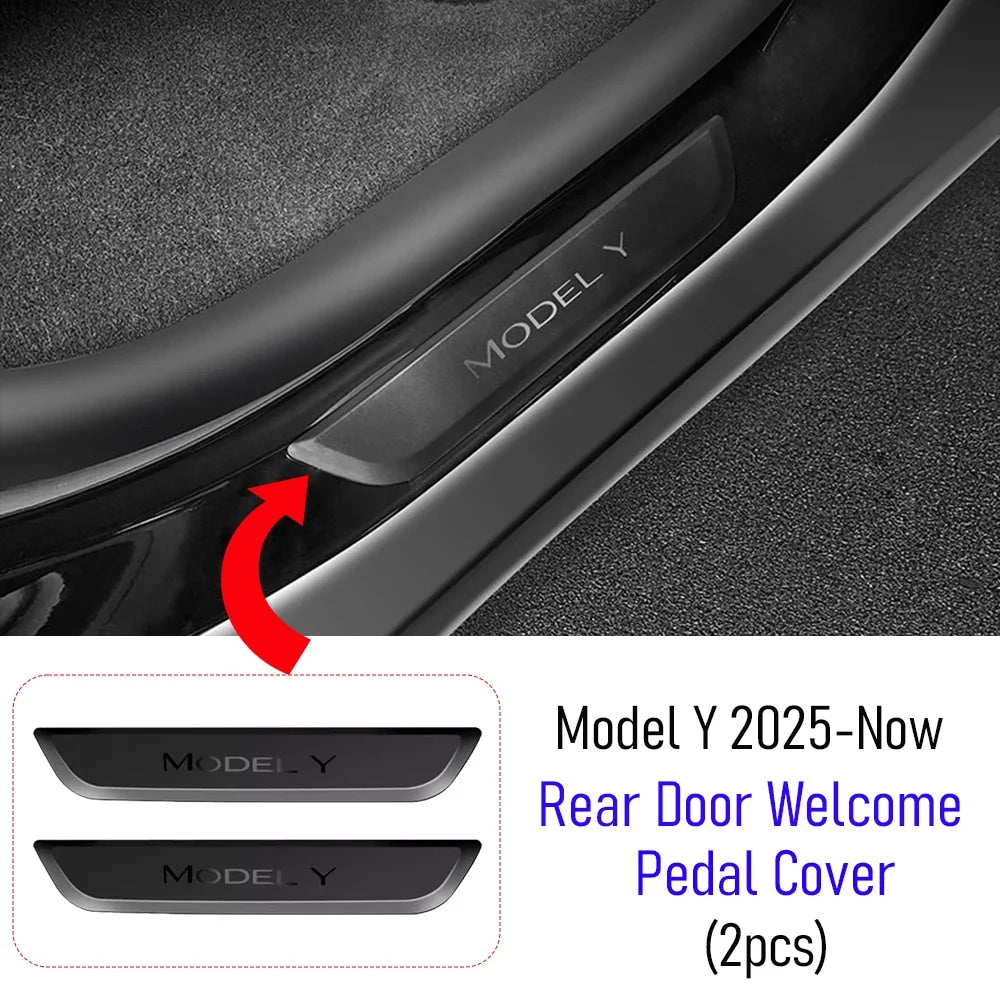 For Tesla Model Y Juniper 2025 2026 Front Rear Door Sill Guard Anti Scratch Dirt Resistant Threshold Strips Interior Accessories