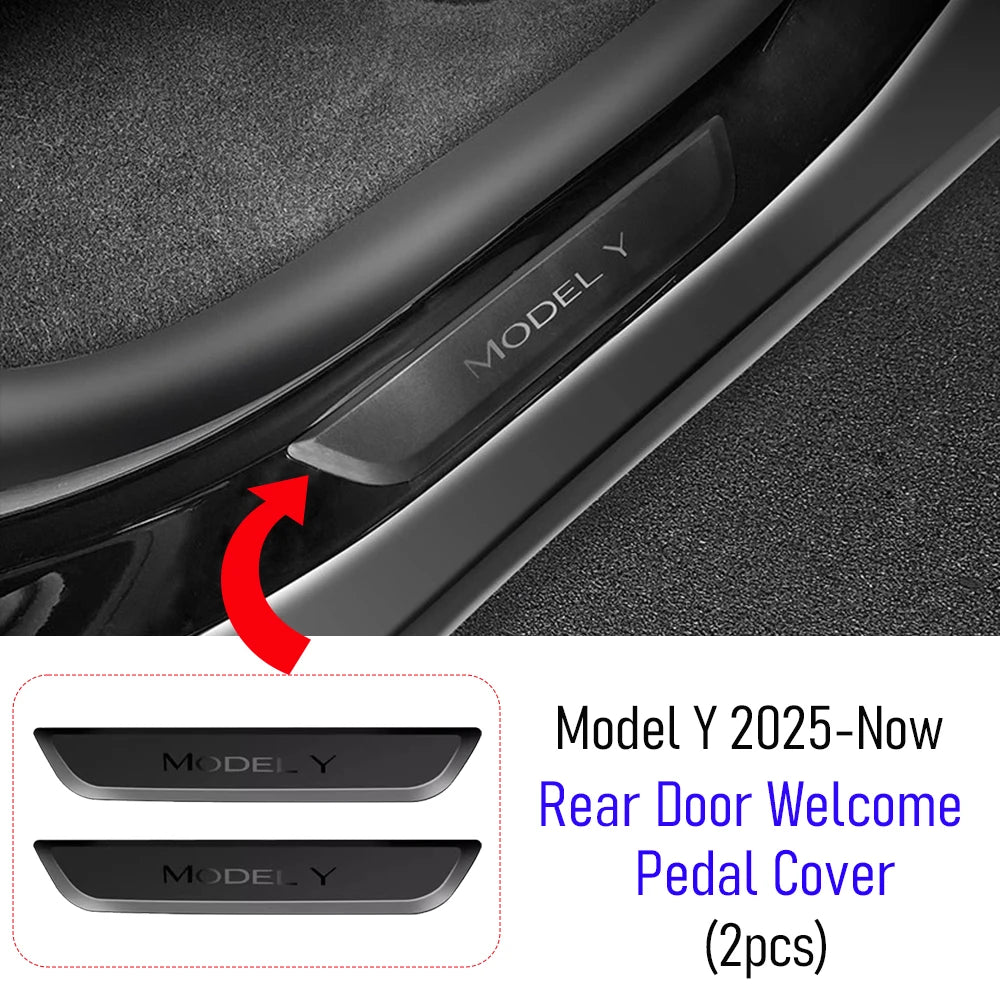 For Tesla Model Y Juniper 2025 2026 Front Rear Door Sill Guard Anti Scratch Dirt Resistant Threshold Strips Interior Accessories