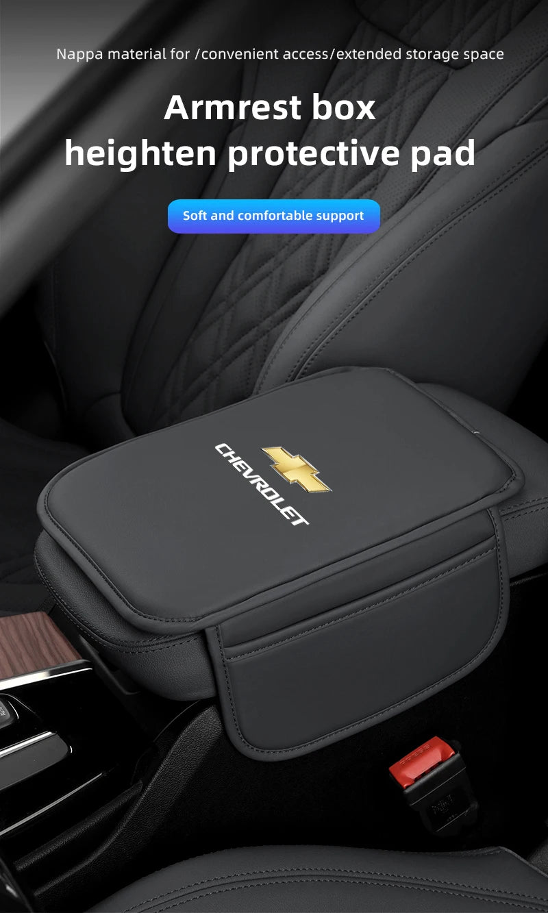 Leather Car Armrest Box Pad Auto Armrest Mat High Quality Accessorie For Chevrolet Camaro Colorado Cobalt Beat Groove Volt Trax