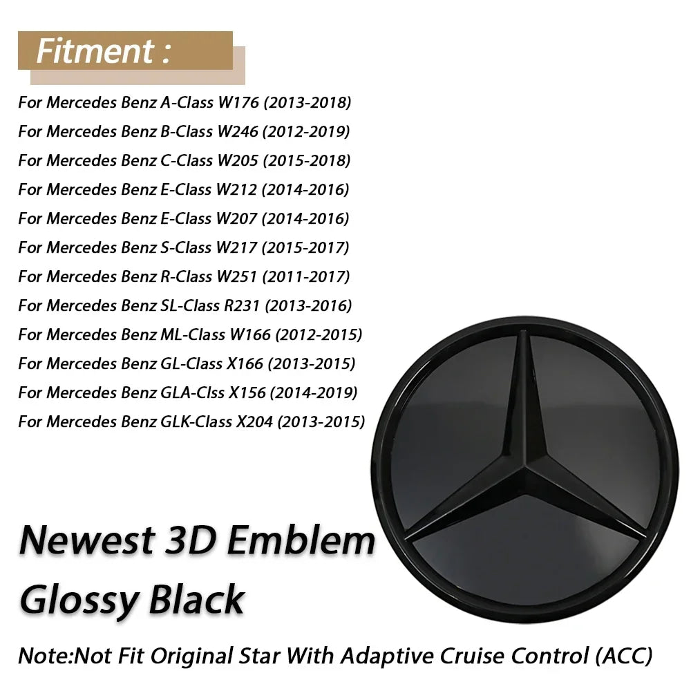 1pcs For Mercedes Benz B/C/E/S W176 W246 W205 W212 W207 W217  W166 X166 X156 X204 Front Grille Emblem Star Badge