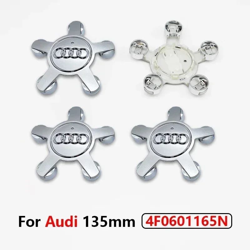 4pcs Audi 135MM Car Hub Caps 8R0601165 4F0601165 For A4 A5 A6 A7 Q3 Q5 A3 S5 Accessories Auto Wheel Center Cap Hubcap Rim Covers