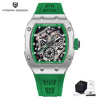 PAGANI DESIGN skeleton Watch Sapphire YS012 Automatic Men’s Quartz Watch Silicone Square Clock Waterproof Relogio Masculino