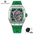 PAGANI DESIGN skeleton Watch Sapphire YS012 Automatic Men’s Quartz Watch Silicone Square Clock Waterproof Relogio Masculino
