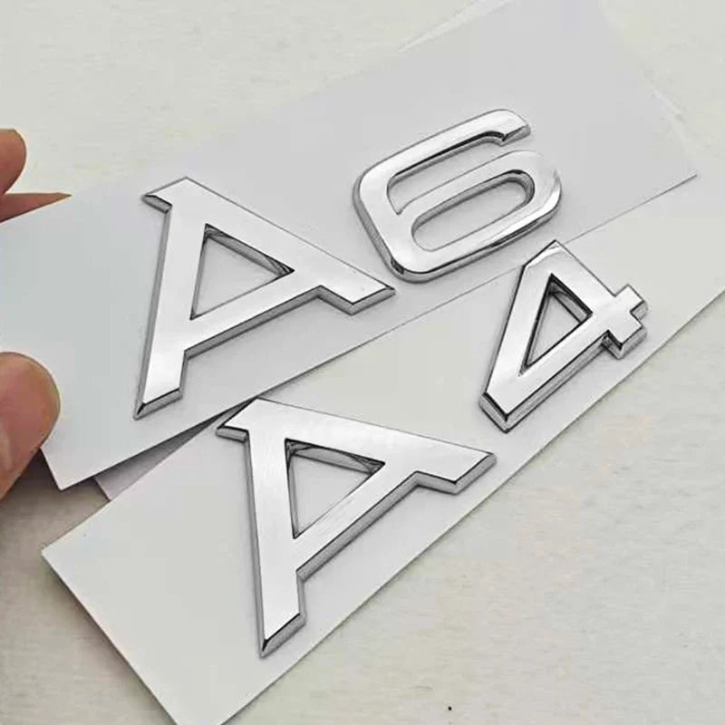 3D ABS Chrome Black Car Letters A4 A6 Logo Rear Trunk Badge Sticker Decals For Audi A4 A6 Auto Tail Marking Accessories