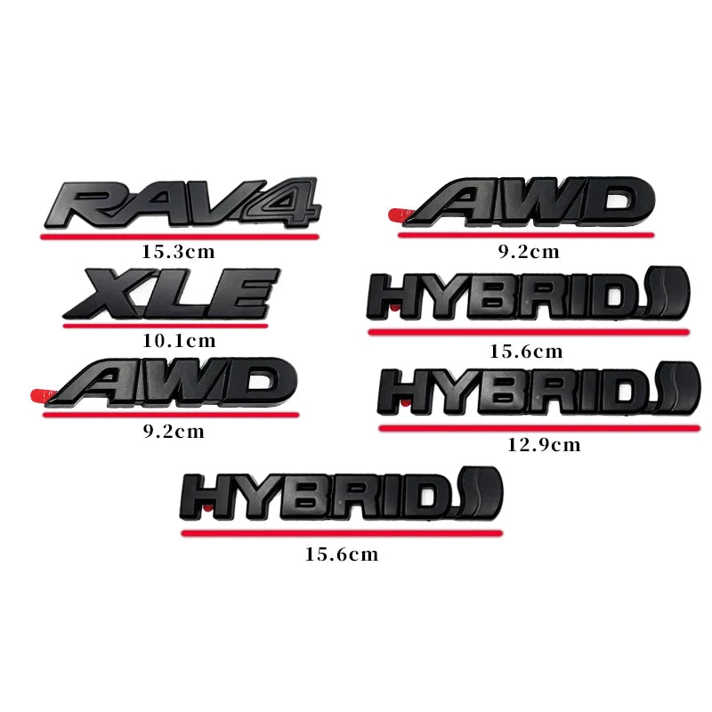 8 piezas de cubiertas ABS para RAV4, compatibles con Toyota RAV4 XLE AWD 2019-2023, en negro mate mixto, con emblema superpuesto