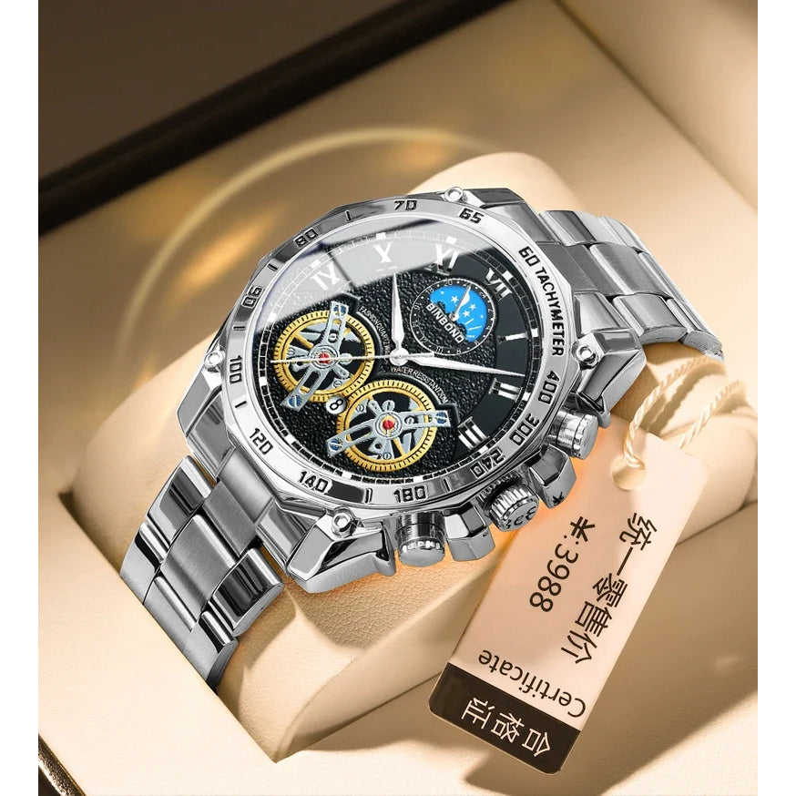 BINBOND Luxury Men Quartz Watches Fashion Concept Decorative Dial Casual Military Sports Wristwatch Waterproof Men's Clock