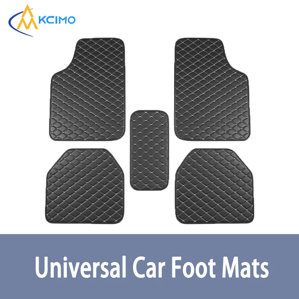 PU Leather Waterproof Universal Car Floor Mats 5Pcs Front & Rear Auto Foot Pad Protector Automobile Interior Carpet Set