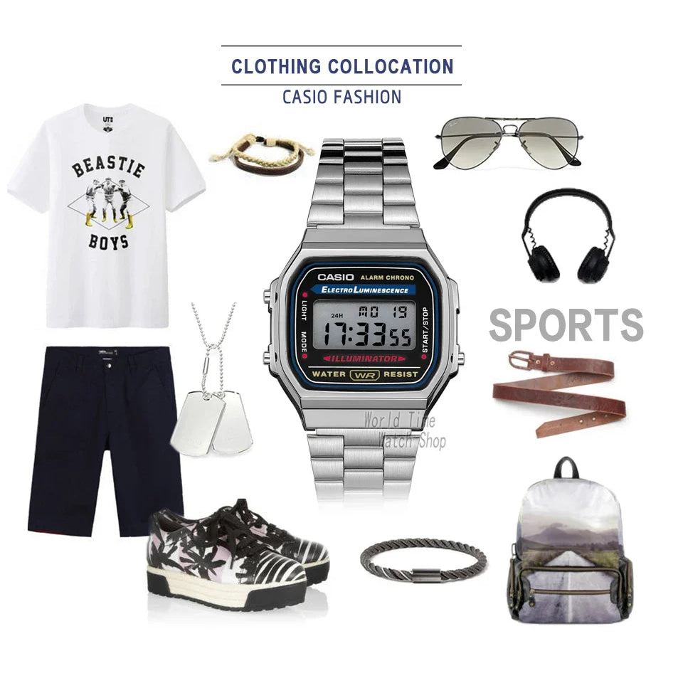 Casio watch silver watch men set brand luxury LED digital Waterproof Quartz men watch Sport military Wrist Watch relogio masculi