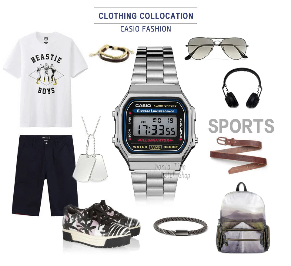 Casio watch silver watch men set brand luxury LED digital Waterproof Quartz men watch Sport military Wrist Watch relogio masculi
