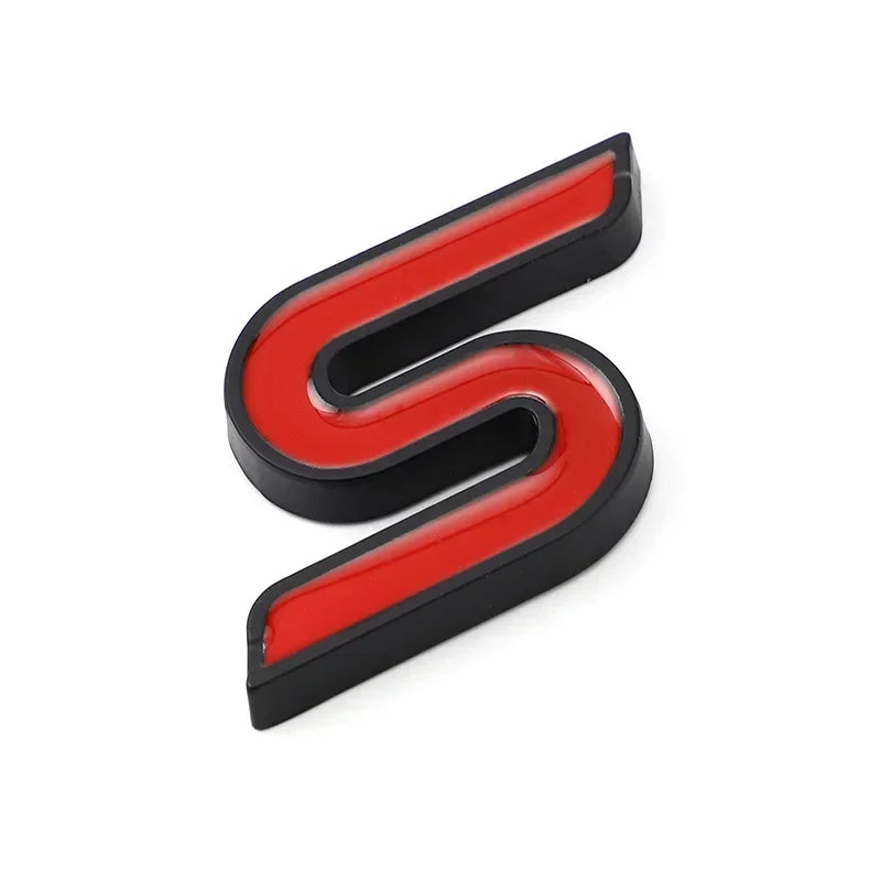 3D Metal S Logo Front Grille Emblem Badge Car Rear Trunk Stickers For Ford Focus Fiesta Escape Ecosport Kuga Mondeo Accessories