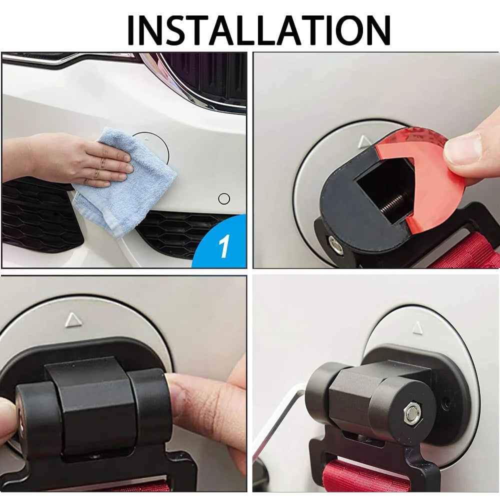2 designs Car Styling Trailer Hooks Sticker Decoration Car Auto Rear Front Trailer Simulation Racing Ring Vehicle Towing Hook