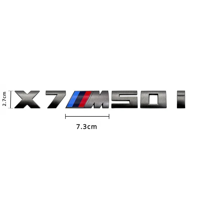 7.3cm for M logo new gray ABS letter sticker trunk badge For BMW X3 M40D 40I X4 M40D X5 M50D 50I X6 M50D 50I X7 M50D 50I