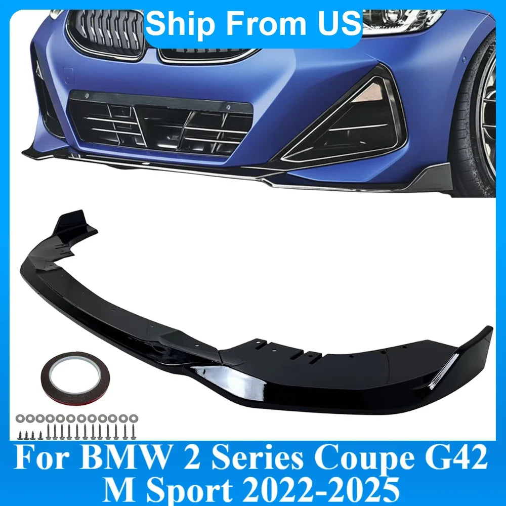 For BMW 2 Series G42 220d 218i 220i 230i M240i xDrive Coupe M Sport 2022-2025 Front Bumper Lip Splitter Spoiler Car Bodykit