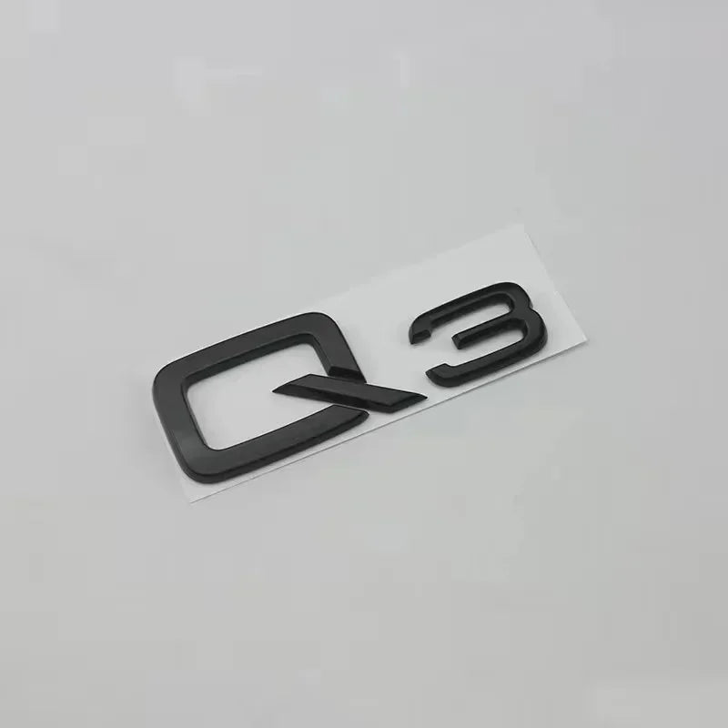 Black for AUDI Q3 2013-2022 4Ring Logo ABS Car Hood Front Grille Emblem Side Rear Trunk Badge Sticker Sline Quarrto Decoration