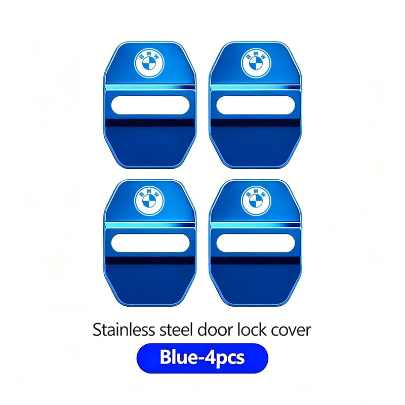 4Pcs Zinc Alloy  Car Door Lock Buckle Protection Cover Anti-Collision Shock Absorbing Cushion Stickers For BMW G80 G06 G07 G42 G