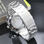 Orient Men's Quartz Chronograph Watch Red Dial Stainless Steel Band 100M Waterproof Sport Wristwatch