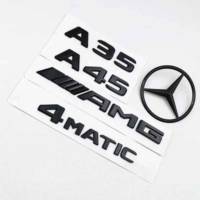 3D ABS Black A35 A45 A160 A180 A200 A250 Logo Letters 4MATIC Badge Car Rear Star Sticker AMG Emblem For Mercedes Benz